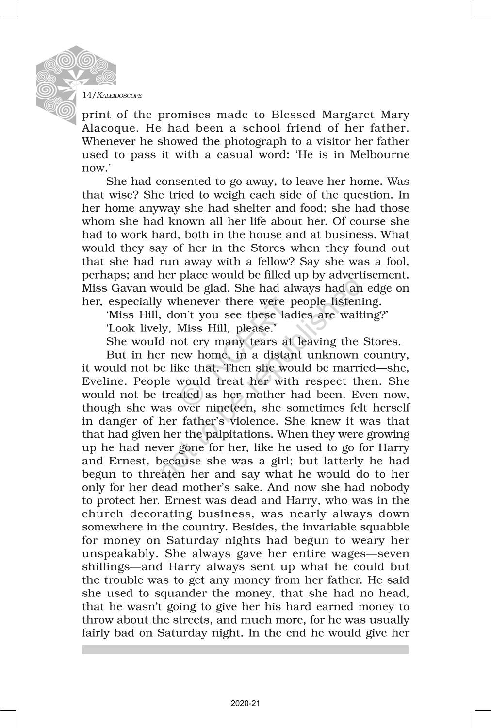 short-stories-2-eveline-ncert-book-of-class-12-kaleidoscope